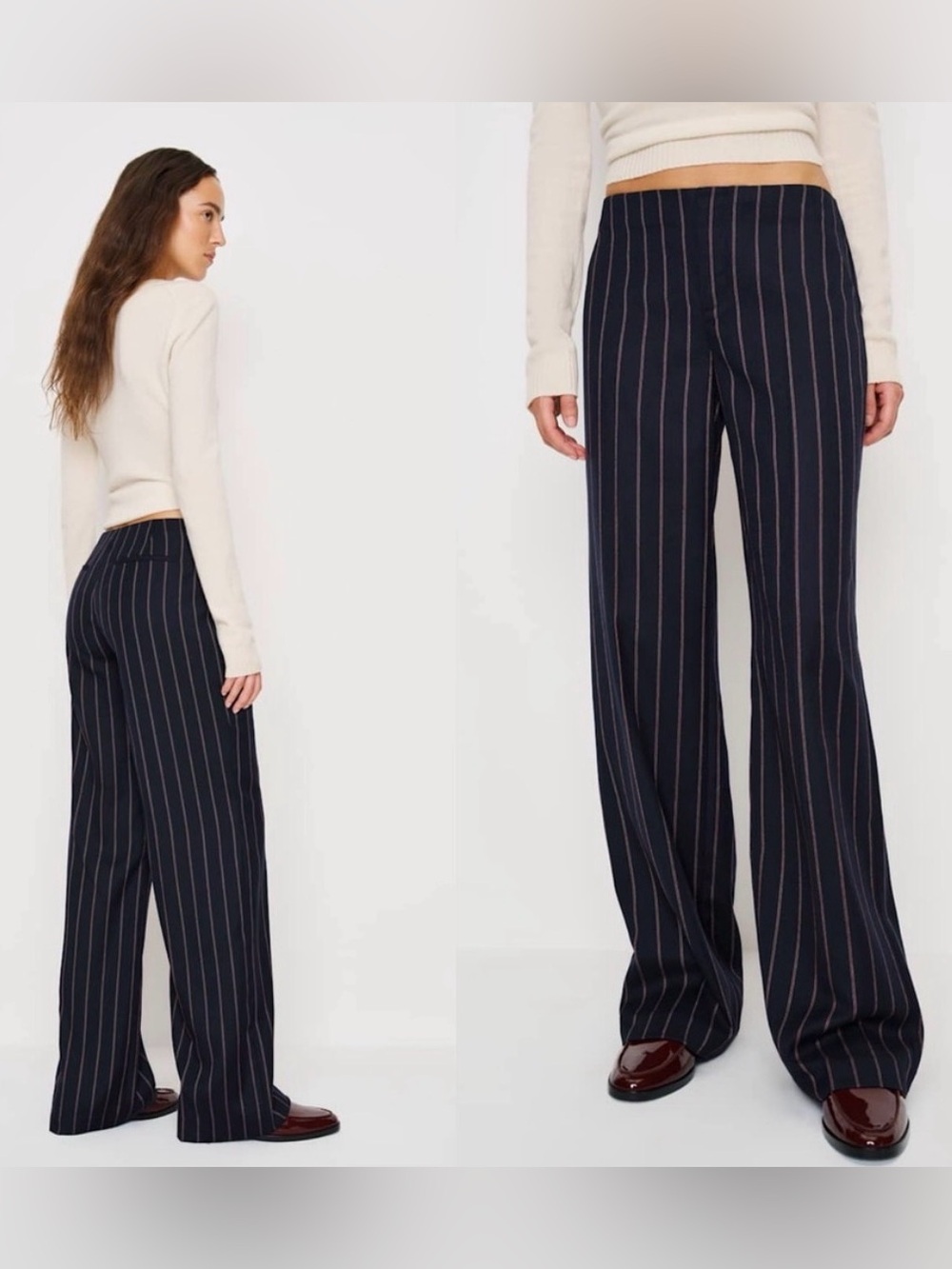 Reformation Vida Low Rise Stripe Trouser Pant Size 10